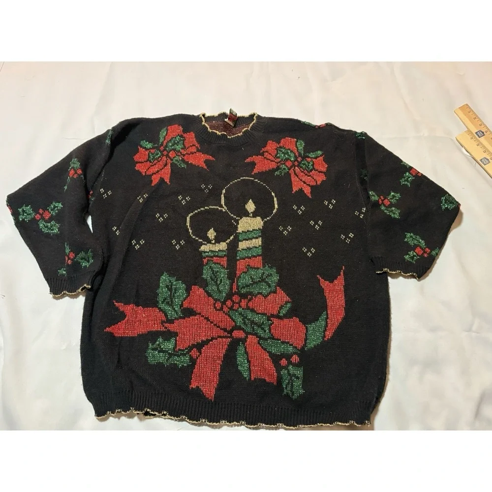 Nutcracker Plus‎ Size Christmas Sweater Candles And Holly